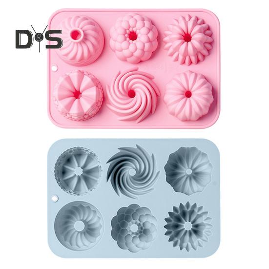 Сплошная цветная форма для выпечки с 6 отверстиями, пищевая прочная силиконовая форма для пончиков, шоколадных десертов, противень для выпечки