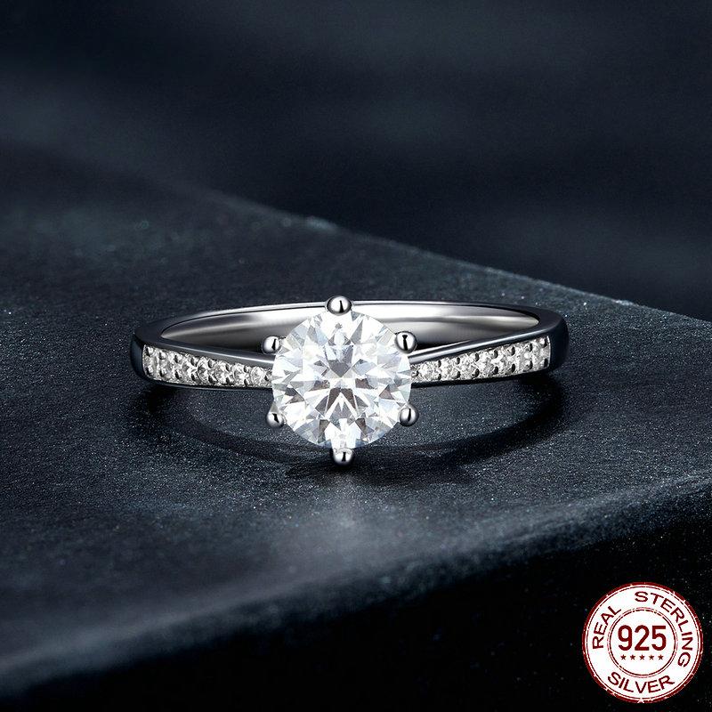 0.8CT D Цвет VVS1 EX Муассанит кольцо для женщин обручальное свадебное кольцо из стерлингового серебра 925 пробы с цирконом ювелирные украшения
