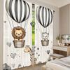 2Pcs Animals Curtains Nostalgia Feels Happy Tale Of Animal Friends Giraffe Lion For Bedroom Bathroom Living Room Dining Room