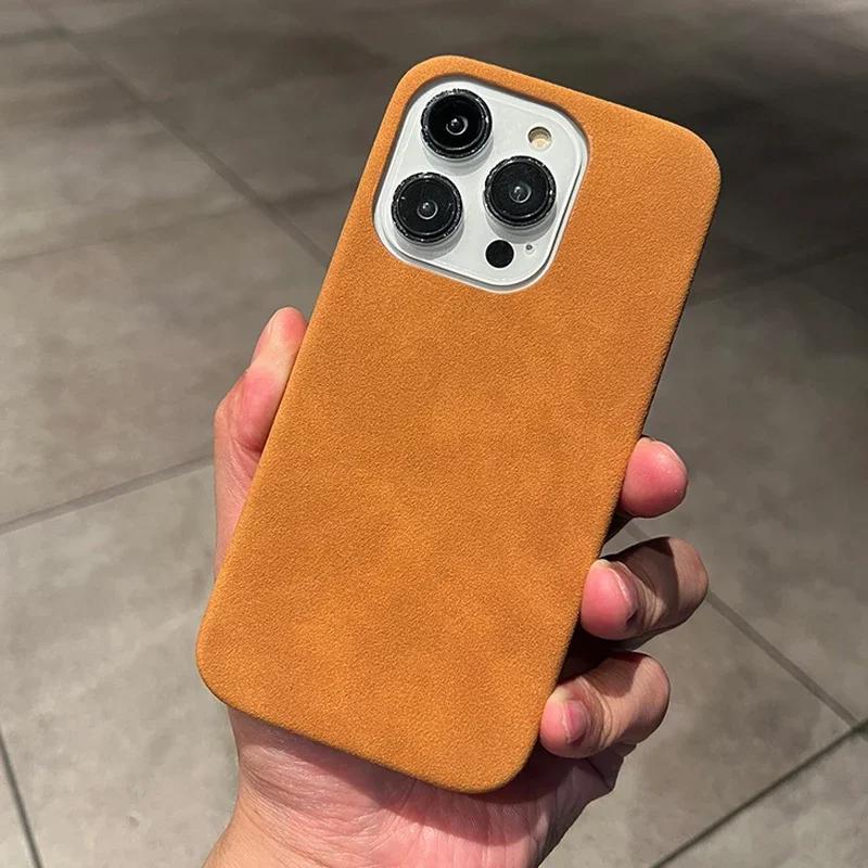 Роскошный кожаный чехол из замши для IPhone 16 15 Pro Max Plus 14 13 12 11 Чехлы Матовый силиконовый Мягкий ударопрочный чехол Модный