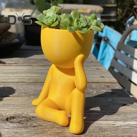 Цветочный горшок Thinker, суккулентный горшок, креативная форма, высокая прочность, настольный цветочный горшок для дома и улицы, украшение