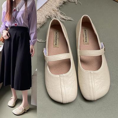 Французские ретро туфли Мэри Джейн женские весенние новые на плоской подошве одинарные туфли женские на мягкой подошве вечерний ветер круглый носок туфли бабушки