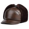 Мужская зимняя шапка из натуральной кожи - в стиле Лей Фэн с защитой ушей, теплая хлопковая подкладка для среднего и пожилого возраста