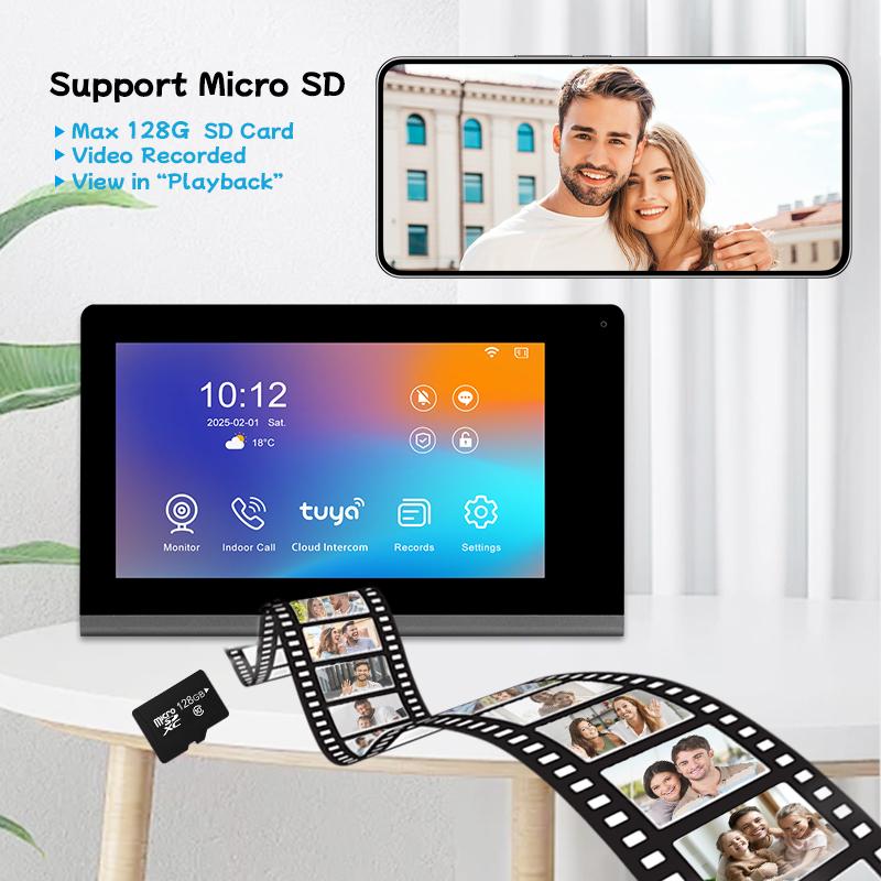 1080P IP Видеодомофон TUYA Умный WIFI Дверной звонок Видеокамера Ночное видение Детекция движения Комплект Cat 5/RVV4/ POE Подключение