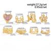 Ingemark 8Pcs/Set Exquisite Luxury Imitation Pearl Open Rings Women Pink Acrylic Rhinestone Heart Ring Couple Jewelry Gifts New