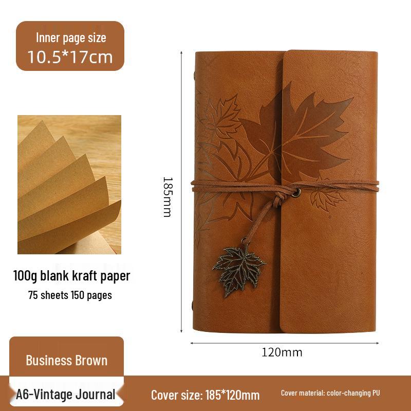 Ретро блокнот на кольцах «Кленовый лист» с настраиваемым логотипом и обложкой с эффектом «кожи»