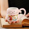 Керамическая кружка для кофе Lucky Cat с крышкой для кота, креативная, милая, мультяшная, милый, подарочная бутылка для завтрака, офисная посуда для питья, посуда для напитков