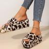 Shoes for Women 2024 Brand Autumn Indoor Women's Slippers Mixed Colors Leopard Print Flock Open Toe Large Size Platform Slippers