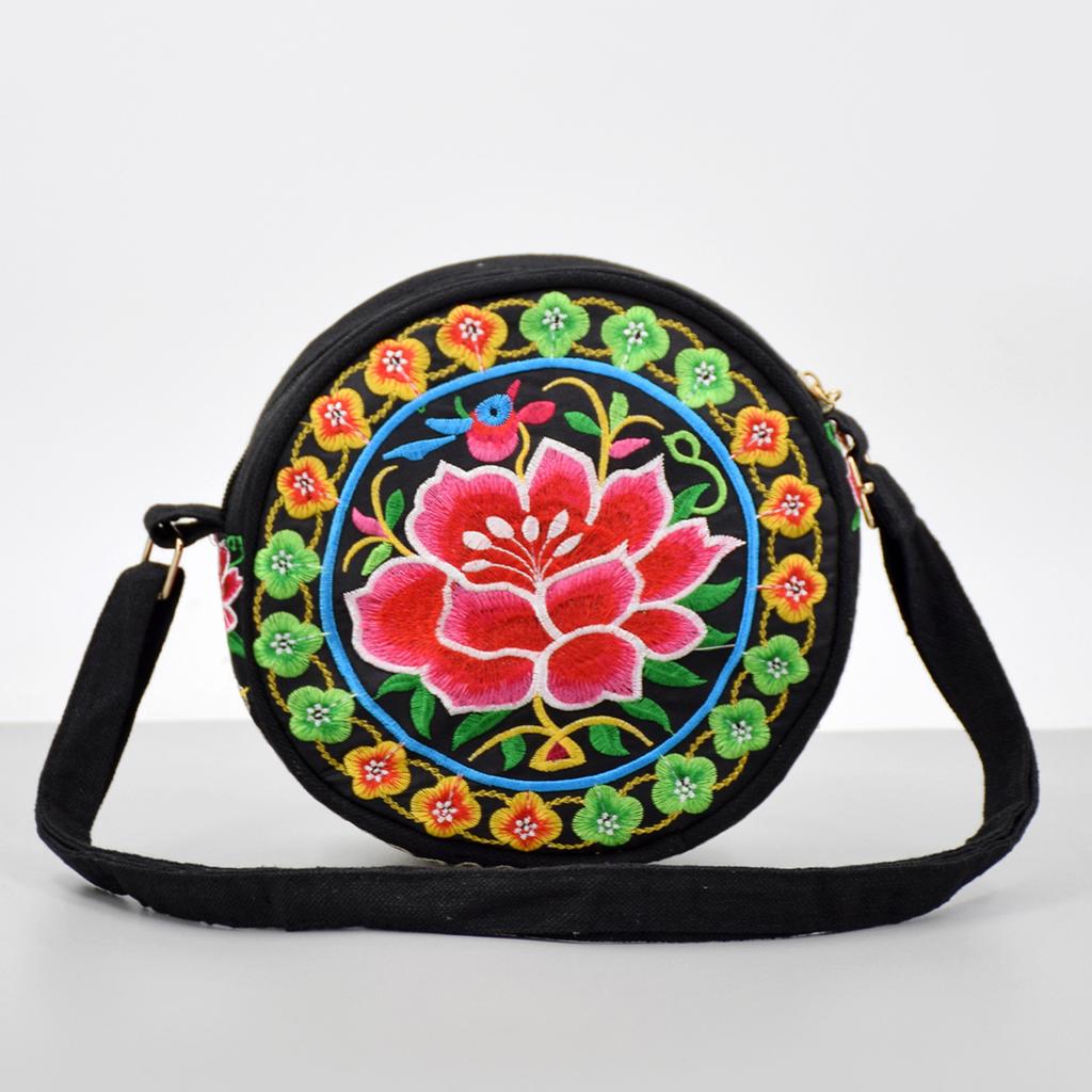 Сумка через плечо из холста с цветочной вышивкой для женщин, сумка-мессенджер, сумка для мобильного телефона, кошелек, женские маленькие сумки через плечо, сумка через плечо