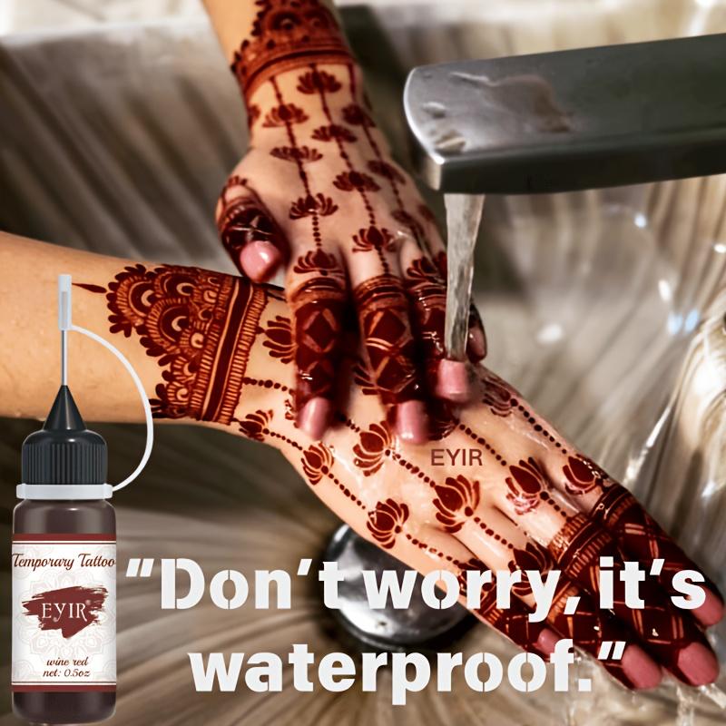 Henna Tattoo Kit 5 Sets Mandala Stencils with Wine Red Tattoo Paste Temporary Body Art DIY Reusable Templates Mehndi 4