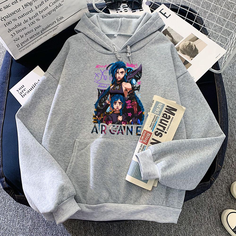 Толстовки Jinx Arcane с капюшоном с длинным рукавом для мужчин/женщин, уличная женская повседневная игровая графическая одежда, зимний теплый пуловер