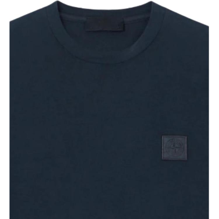 STONE ISLAND Однотонная футболка с логотипом, спущенным плечом, короткий рукав, мужские топы K2S152100034S0F11-V0020