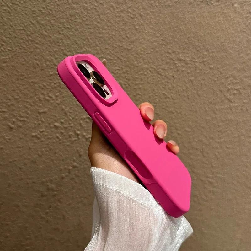 Конфетный однотонный матовый мягкий чехол для iPhone 14 15 16 Pro Max Plus 16e 11 12 13 Кнопка управления камерой Жидкий силикон Тонкая накладка