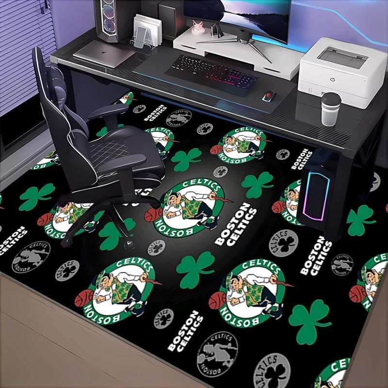 Boston Basketball Rug Office Carpet Non-Slip Mat, Chair Rug Floor Covering for Gaming, Bedroom, Living Room , Home Decor Christmas Gift
