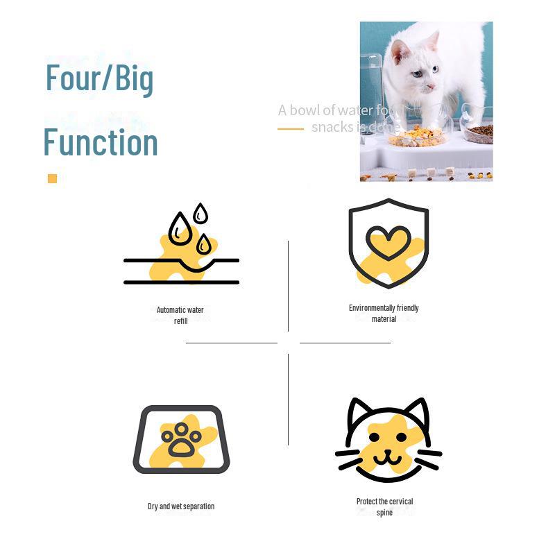 Двойная миска для кошек и собак Captain Spotted: Автоматический дозатор воды, противоударный дизайн, защита шейки матки, предметы первой необходимости для кормления домашних животных