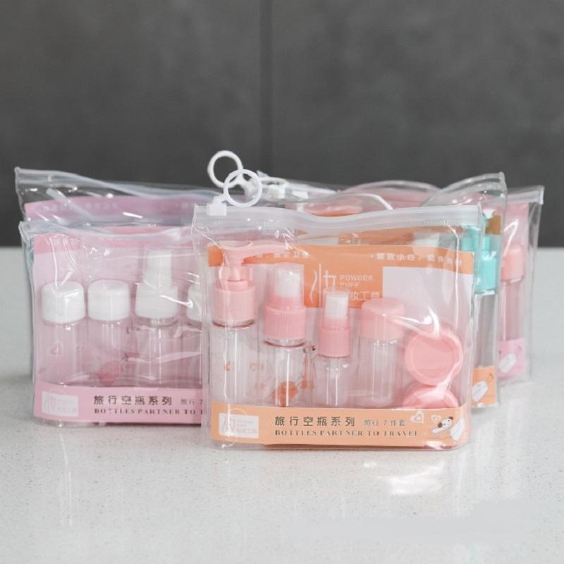 7PCS travel separate bottle spray bottle travel suit portable skin care moisturizing cosmetics storage bottle