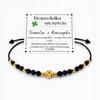 Lucky bracelet, protective, black tourmaline, clover, adjustable