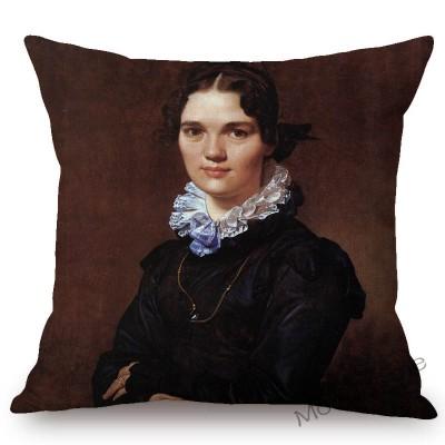 Neoclassical World Famous Oil Painting Jean Ingres Nepoleon The Source La Grande Odalisque Sofa Pillow Case Linen Cushion Cover