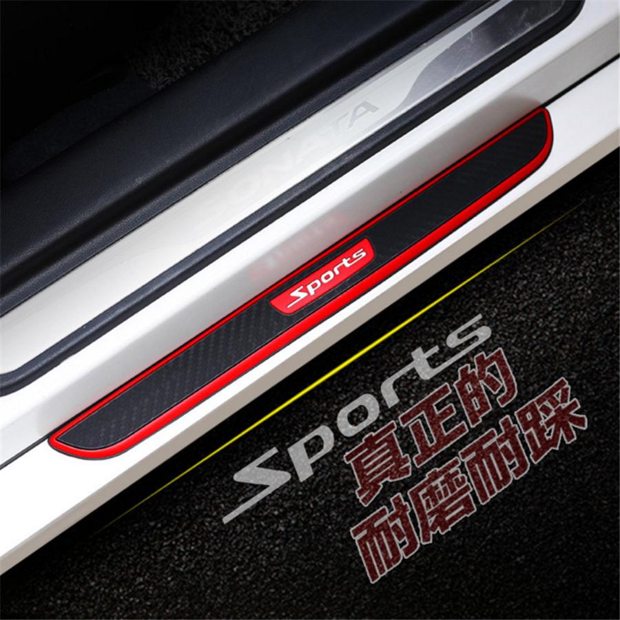 4 шт. Универсальные резиновые накладки на пороги дверей автомобиля под цвет углеродного волокна, защитные панели, накладки на пороги, защита углов бампера в спортивном стиле
