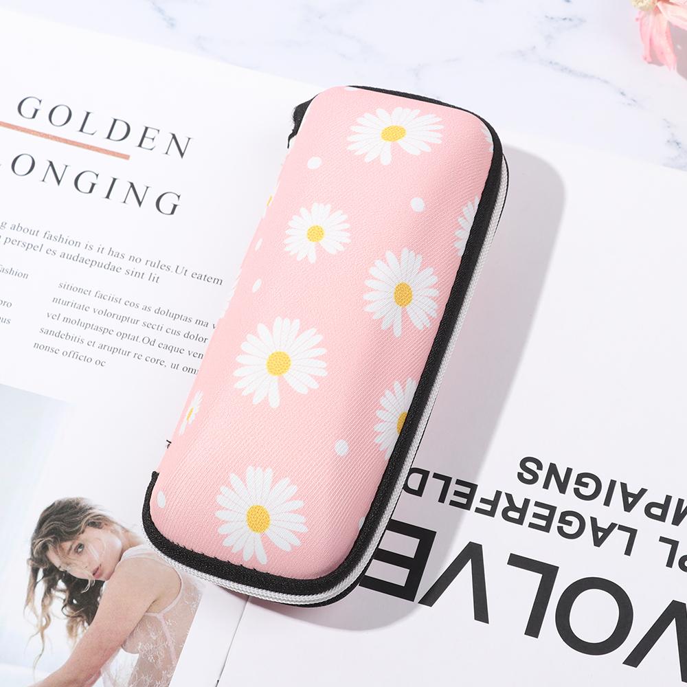 Men Waterproof EVA Zipper Glasses Holder Glasses Box Eyeglasses Case Fresh Daisy Large Capacity