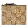Gucci GG Marmont Generation retro style gold hardware zipper closure GG canvas key bag women's sand color with dark brown