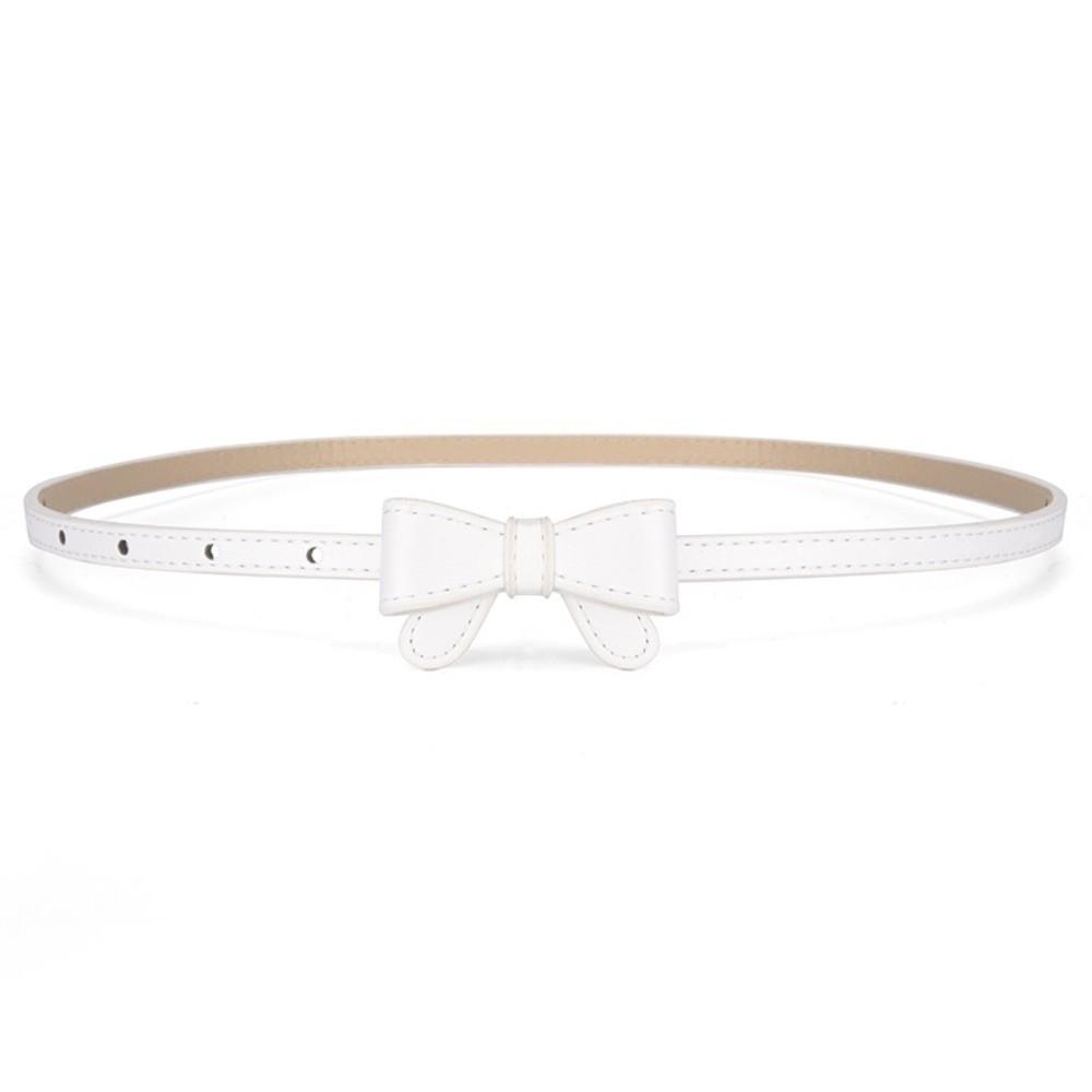 New Bowknot Leather Belt Solid Color Adjustable Thin Belt Simple Waist Chain for Jeans