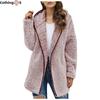 Kuz Qish Ayollar Uzun Teddy Jaket Issiq Qalin Jun Palto Qaytma Yoqa Plush Palto Ayollar Kundalik Uzun Yengli Qishki Kiyimlar