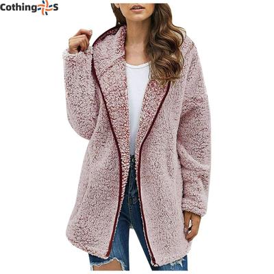 Осень-зима женская длинная куртка Тедди, теплое толстое флисовое пальто с отложным воротником, плюшевое пальто для женщин, повседневная зимняя одежда с длинным рукавом