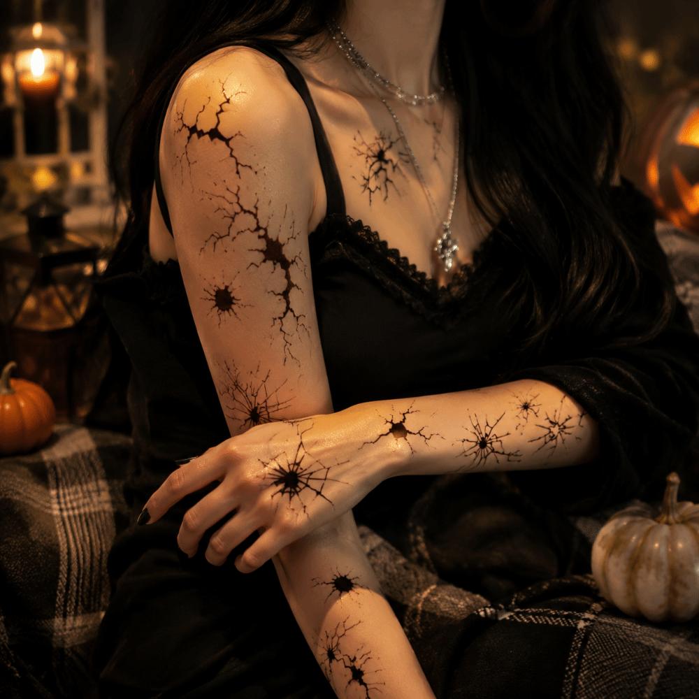 10pcs Body Makeup Halloween Face Sticker Crack Mark Spider Web Tattoos Body Art Decoration