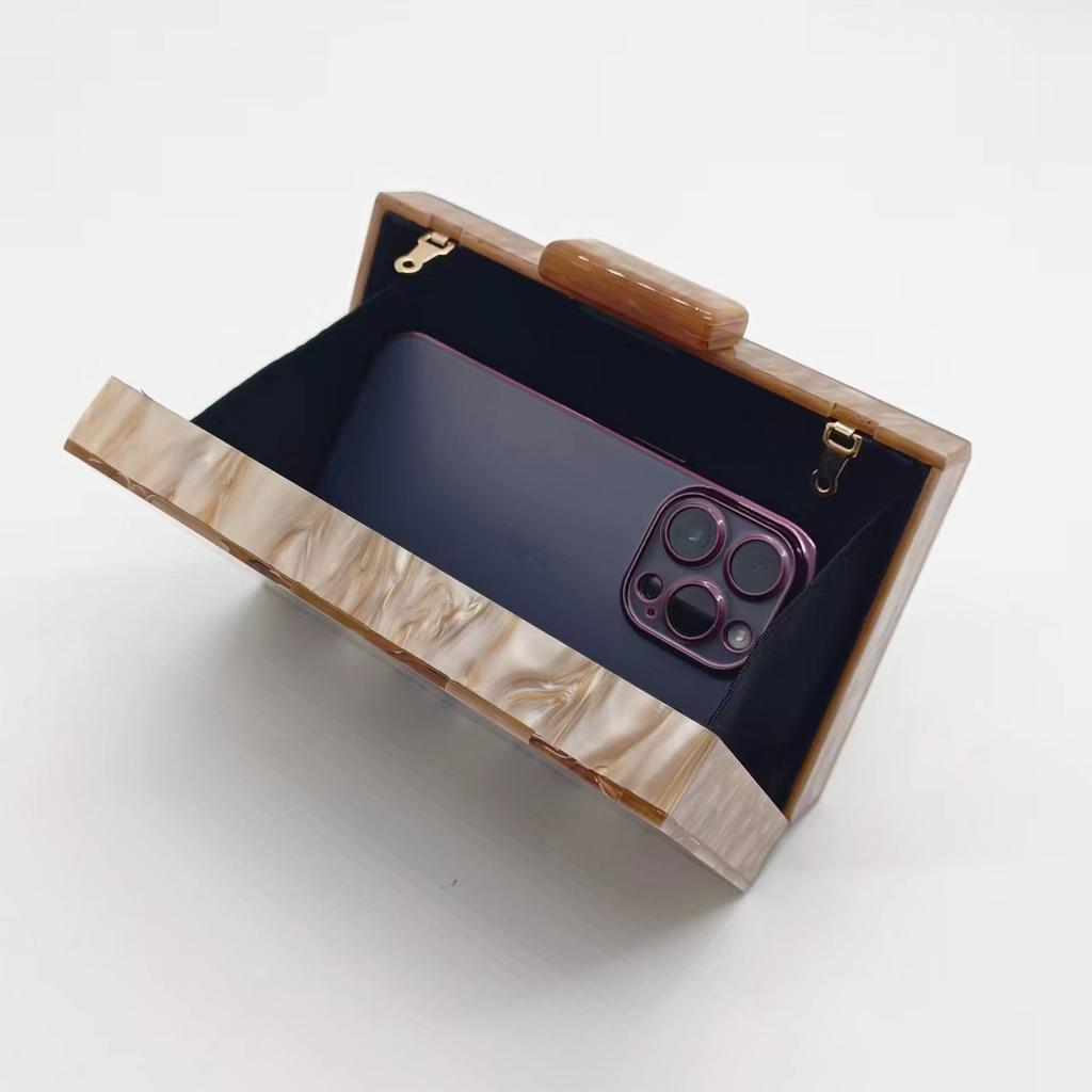 Crossbody Chain Bag Square Acrylic Evening Clutch Small Shoulder Multi-color Patchwork Unusual Party Woman Luxury Designer Bags