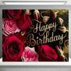 Red backdrop with a Happy Birthday theme, red and black balloons, high heels decor, Queen party background, photography supplies31