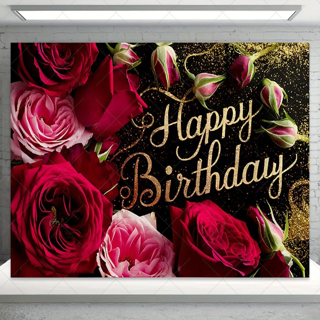 Red backdrop with a Happy Birthday theme, red and black balloons, high heels decor, Queen party background, photography supplies31