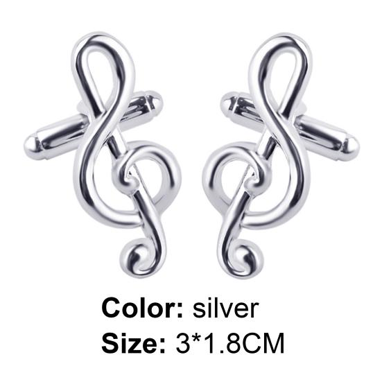 Мужские запонки посеребренные нотные знаки формы сплава модные мужские запонки для вечеринки