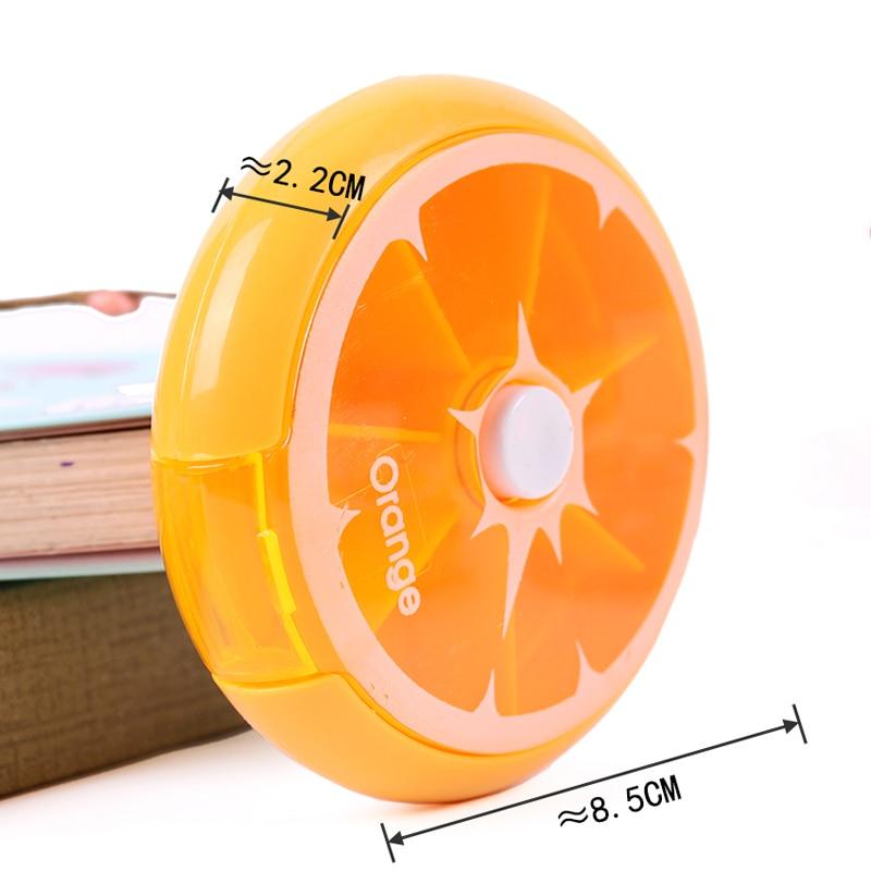 Rotating 7 Days Pill Container Lemon Pill Box Splitter Pill Organizer Medicine Box Travel Dispenser Pillbox Health Care Tools