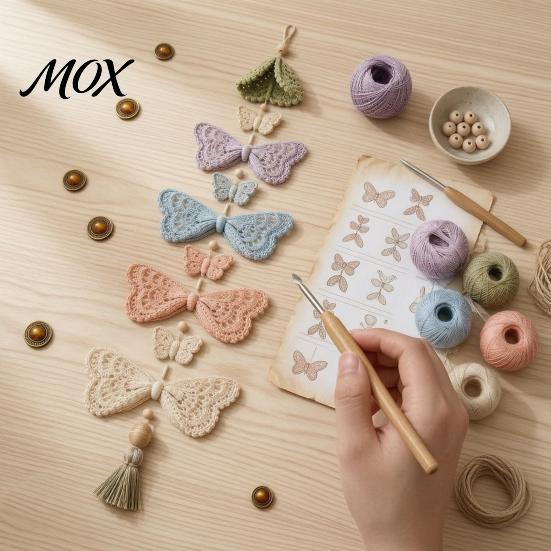 Complete Material Package Garden Cascade DIY Crochet Kit, Butterfly/Halloween/Flower/Bee/Bird/Dog Theme, Handmade Home Decor Wall Pendant for