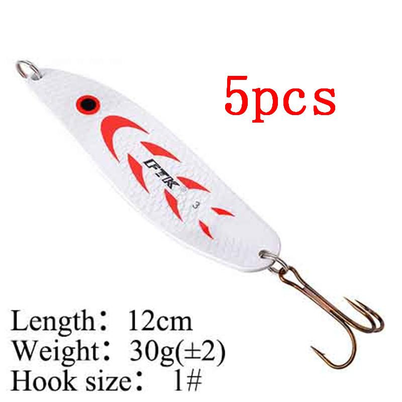 FTK 5 шт., 10,5 см-12 см, 20 г-30 г, металлическая жесткая приманка, рыболовный тройной крючок, рыболовные снасти, приманка для лосося, искусственная рыболовная снасть