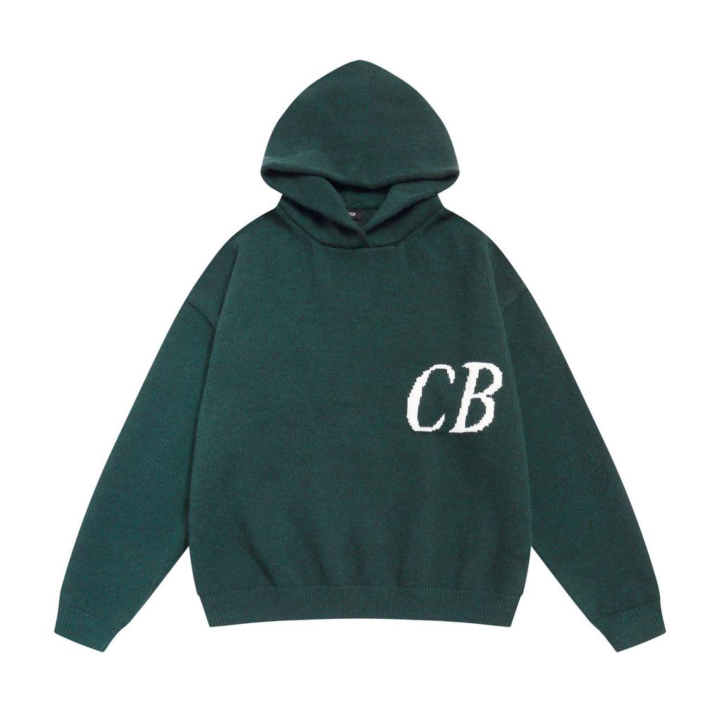 Унисекс Минималистичная Худи Cole Buxton с Жаккардовым Узором из Ниток с Буквами CB - Осенне-Зимний Свободный Повседневный Пуловер