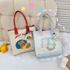 Niche Design Cute Cartoon Canvas Tote Bag, Large Capacity Shoulder Bag for Women, Autumn/Winter Korean Lazy Style