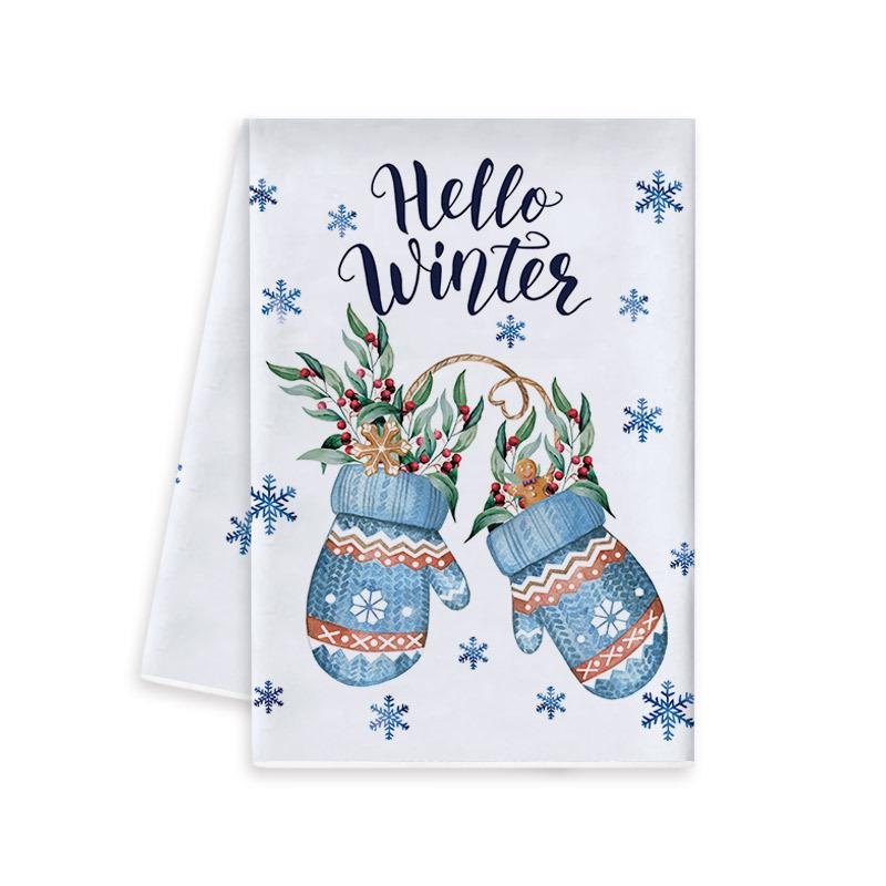 Blue Christmas Kitchen Towel & Dishcloth Combo Set