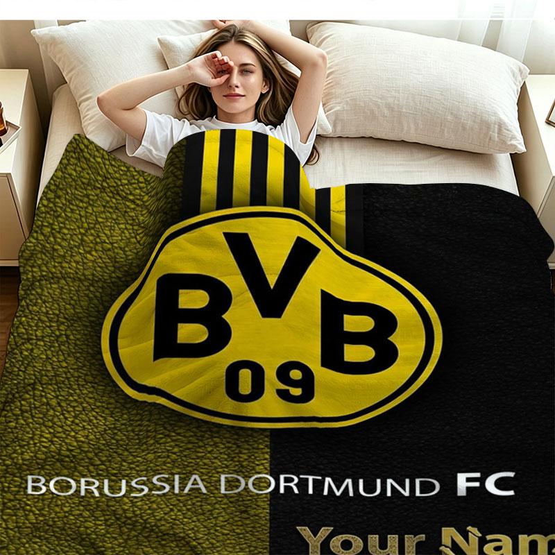1PC Borussia Custom Name Patterned Flannel Blanket Suitable For All Seasons for Home Decor Warmth and Comfort Gifts Holiday Present