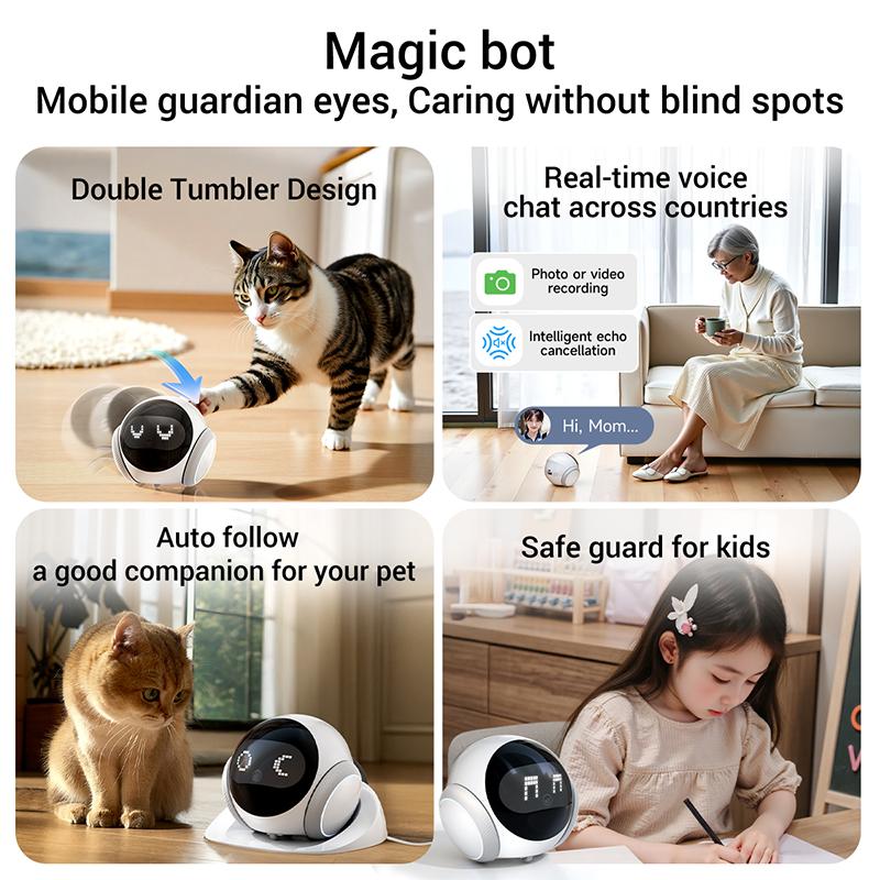 AIOOK Pet Mobile Robot Camera HD 2K 5G Wifi Camera Auto Charging Robot Indoor Camera Pet Tracking TUYA CCTV Two-way Intercom
