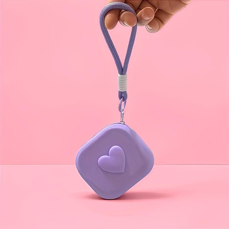 Маленькая квадратная сумка в форме сердца для беспроводных наушников, держатель для карт и кошелек для монет, подходит для дня рождения, праздничной вечеринки, Рождества