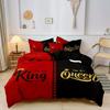 Пододеяльник King Queen Черный и красный дизайн с короной Покрывало Мягкий Эстетичный Элегантный Современный Комплект постельного белья с 2 наволочками