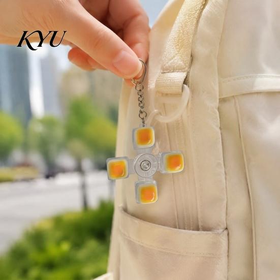 Glowing Fidget Spinner 4-Keys Keyboard Toy, LED Light-up with Office Desk Gadget Keychain, Stress Relief Push Button Finger Clicker Pendant Toy