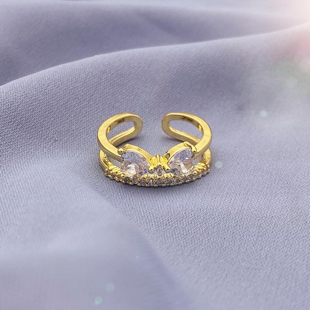 Модные геометрические кольца золотого цвета, сверкающее открытое кольцо с цирконом, эффектные ювелирные изделия для женщин