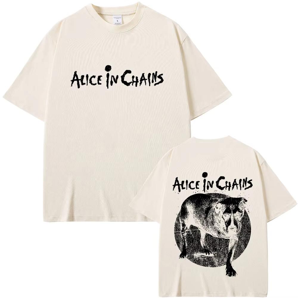 Рок-группа Alice in Chains Двусторонние графические футболки Летние Мужские Женские Высококачественная Хлопковая Футболка Мужские Винтажные Футболки