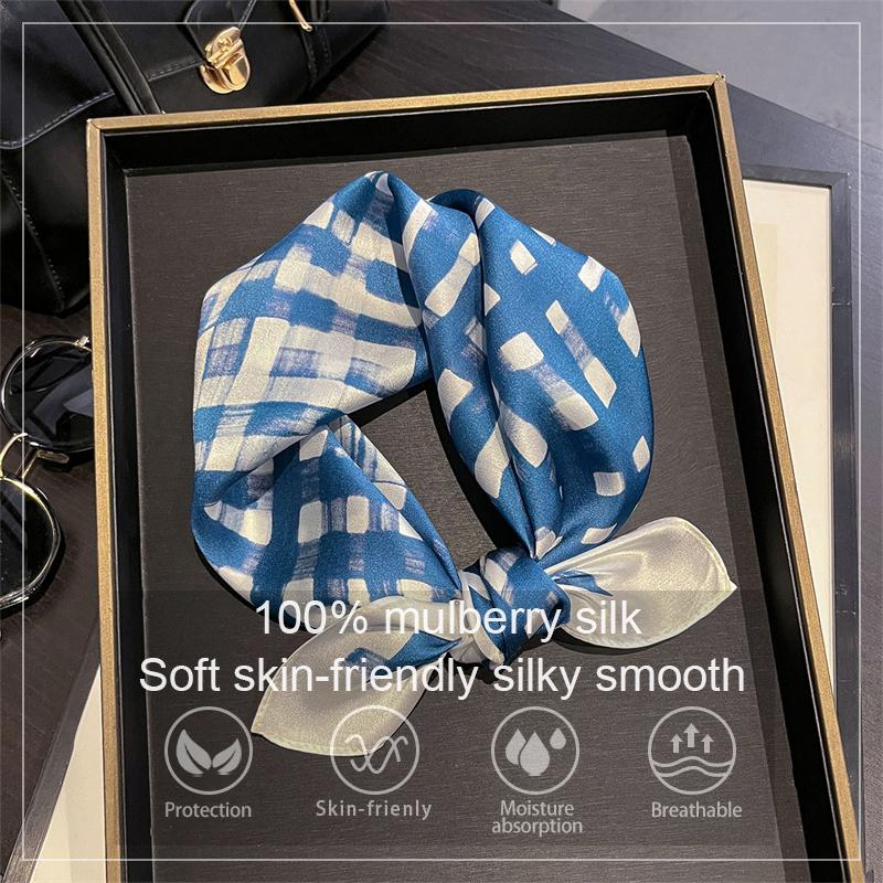 100% Really Silk Scarf for Women Bandana Square Scarves Kerchief Paisley Wrap Mulberry Silk Bag Handle Tie Lady Headband Hijab