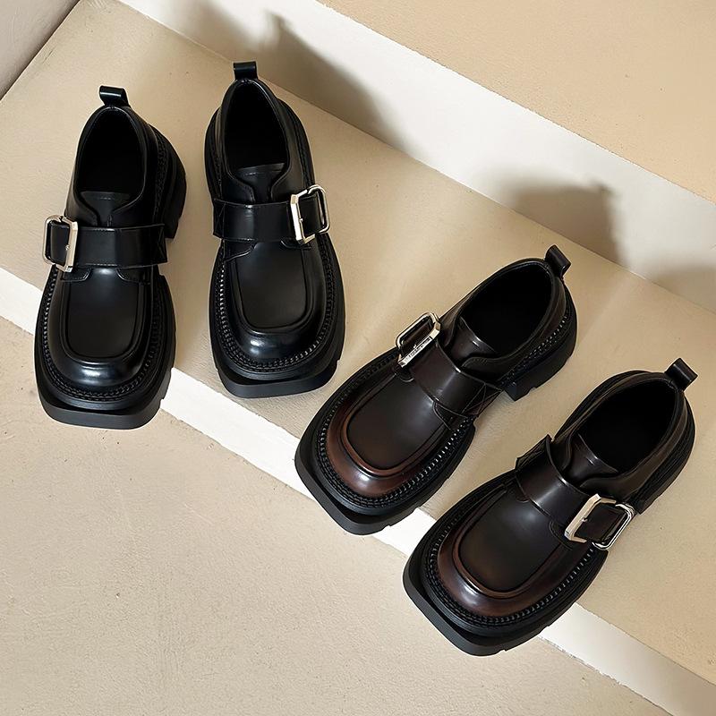 Новые универсальные туфли-лоферы на толстой подошве с круглым носком, увеличивающие рост