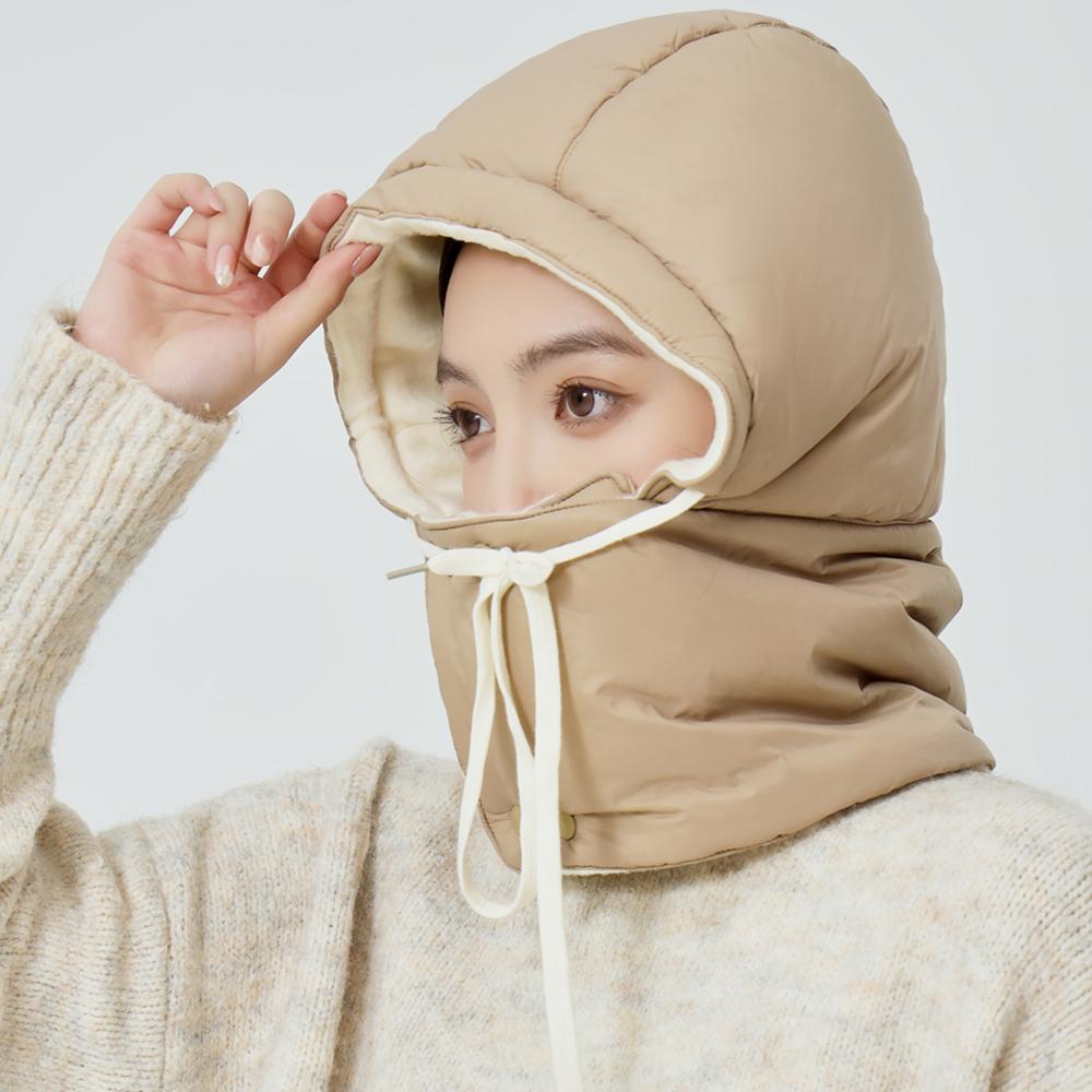 New Style Windproof Hats Plush Fleece Lined Warm Winter Cap Hooded Full Cover Waterproof Hats For Women Solid Color Winter Hats