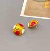 18k Gold-Plated Vintage Enamel Round Earrings with 925 Silver Posts
